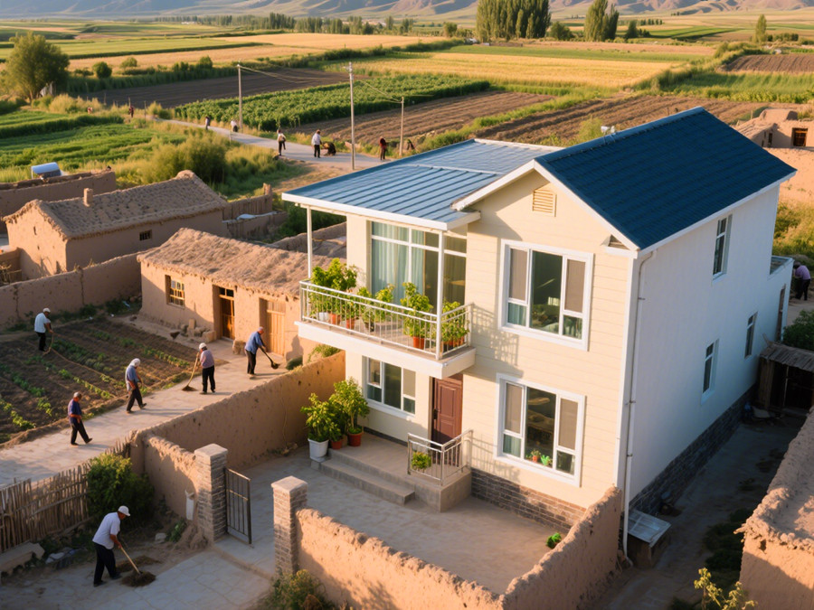 睿捷輕鋼別墅公司在新疆搭建的一棟輕鋼別墅